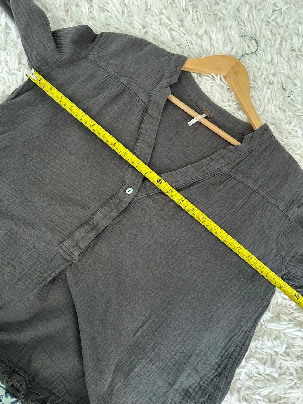 Free People Washed Charcoal Button Popover Tunic